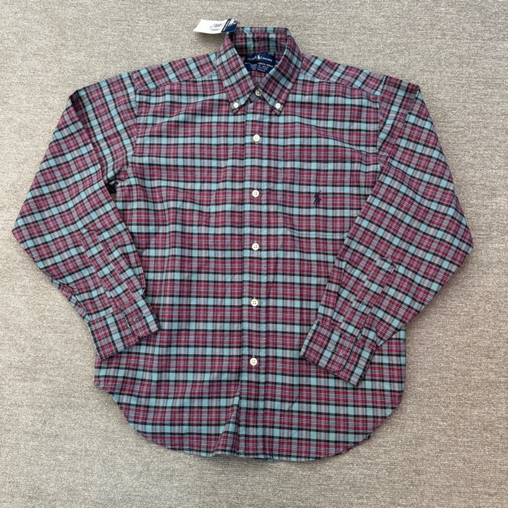 NWT Ralph Lauren Boys Plaid Button Down‎ Shirt Long Sleeve Small